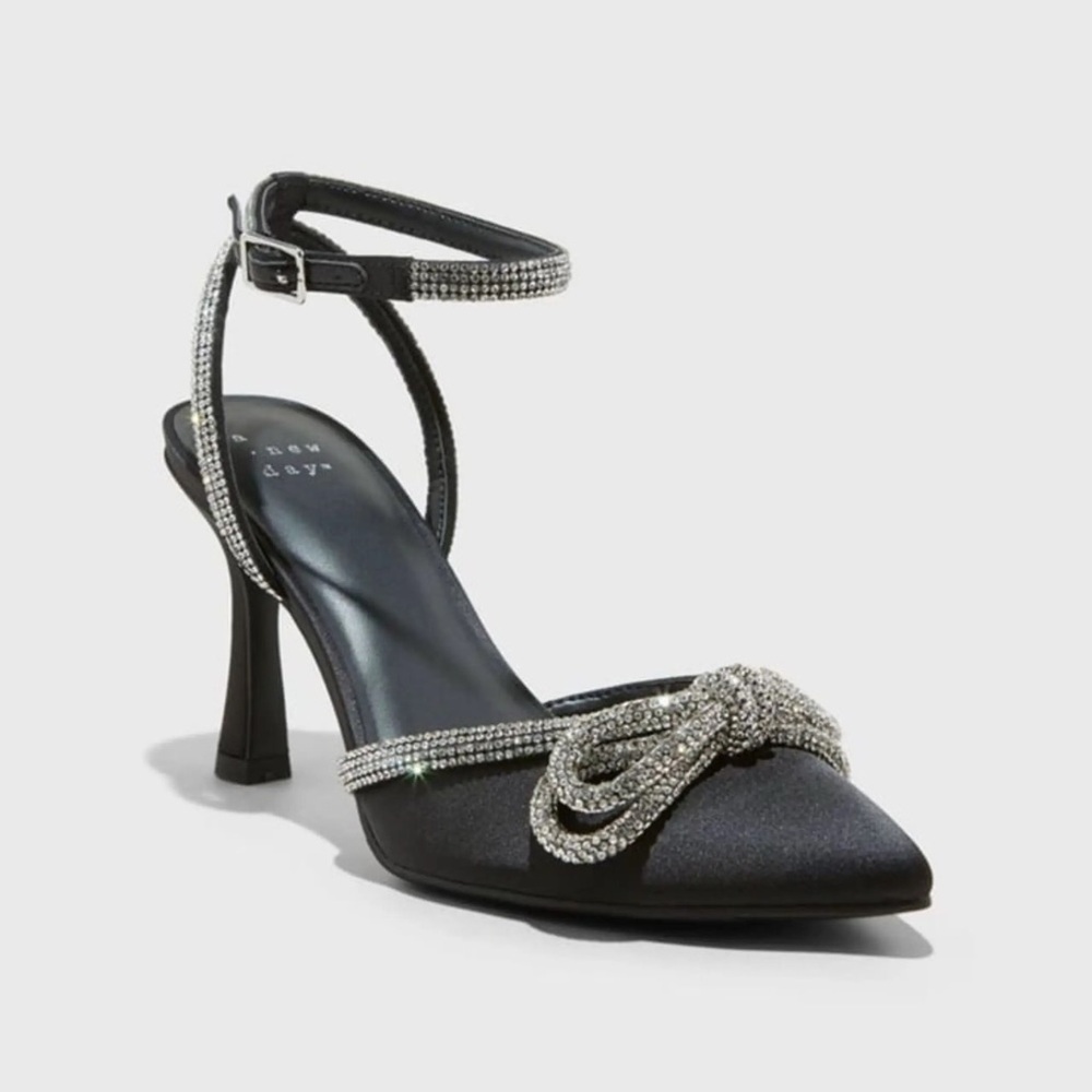 A New Day Heels Black and Silver Size 11